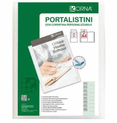 PORTALISTINI PERSONALIZZABILE 30 BUSTE LISCE TRASPARENTE