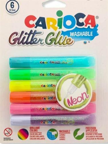 6 TUBETTI COLLA GLITTER NEON 10,5ML AZZ/VER/AR/GIA/ROS/VIO