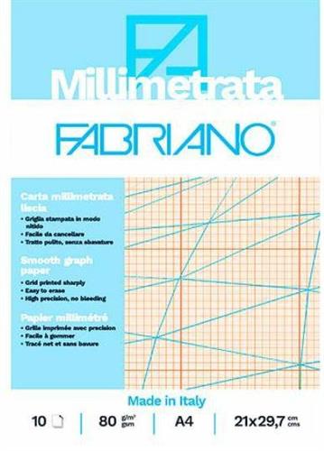 BLOCCO 10FG MILLIMETRATA A4 21x29,7 80GR