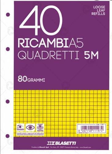 RICAMBIO A4 4 FORI 80GR 5MM