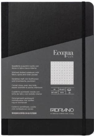 TACCUINO ECOQUA PLUS FABRIC A5 DORSO TELA/FILO REFE NERO