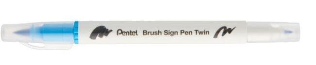 BRUSH SIGN PEN TWIN AZZURRO CIELO PUNTA PENNELLO+FINE T110