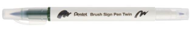 BRUSH SIGN PEN TWIN VERDE OLIVA PUNTA PENNELLO+FINE T115