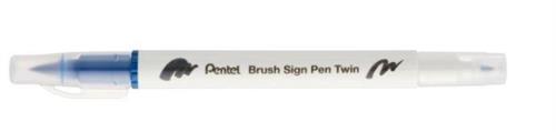 BRUSH SIGN PEN TWIN BLU ACCIAO PUNTA PENNELLO+FINE T117