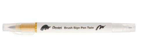 BRUSH SIGN PEN TWIN GIALLO OCRA PUNTA PENNELLO+FINE T123