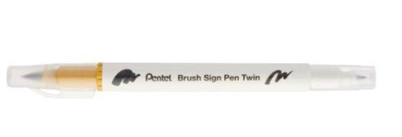 BRUSH SIGN PEN TWIN GIALLO OCRA PUNTA PENNELLO+FINE T123