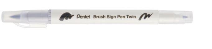 BRUSH SIGN PEN TWIN GRIGIO ARGENTO PUNTA PENNELLO+FINE T126