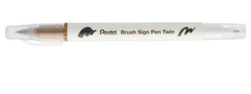 BRUSH SIGN PEN TWIN TERRA D'OMBRA PUNTA PENNELLO+FINE T127