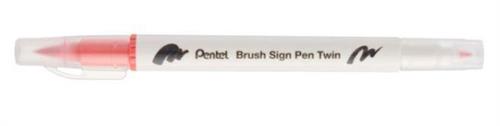 BRUSH SIGN PEN TWIN ROSA CORALLO PUNTA PENNELLO+FINE T135