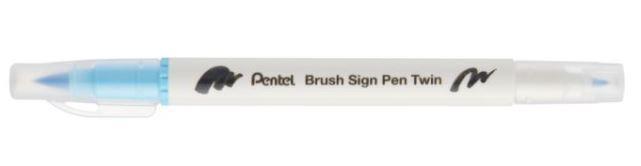 BRUSH SIGN PEN TWIN AZZURRO BABY PUNTA PENNELLO+FINE T136