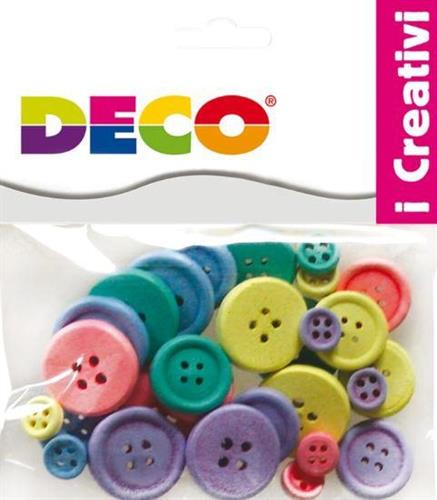 30 BOTTONI IN LEGNO COLORI PASTEL