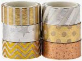 6 ROTOLI WASHI TAPE 15x3mt CROMO