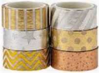 6 ROTOLI WASHI TAPE 15x3mt CROMO