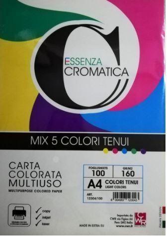 100 CARTONCINI 160gr TENUI ASSORT.(GIA/RO/VE/AZZ/LIL) CROMATICA