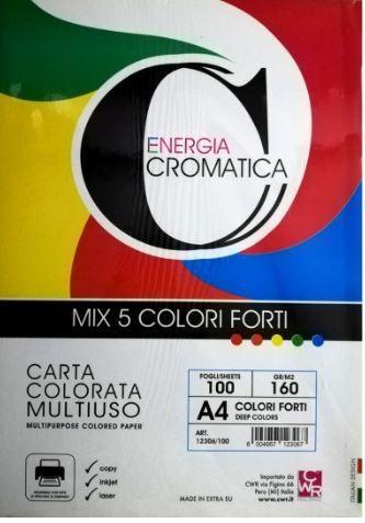 100 CARTONCINI 160gr INTENSI ASSORT.(GIA/AR/RO/AZZ/VE) CROMATICA