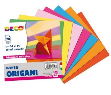 BLOCCO 20 fg CARTA ORIGAMI 14x14 cm ASSORTITI