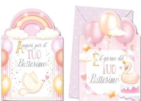 BIGLIETTO 11,7x17 BATTESIMO FEMMINA+BUSTA 8164