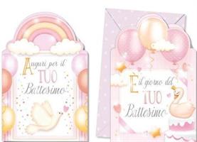 BIGLIETTO 11,7x17 BATTESIMO FEMMINA+BUSTA 8164