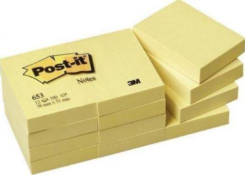 12 POST IT 653 GIALLI 38x51mm