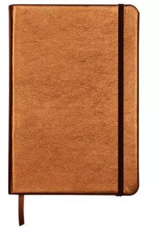 TACCUINO A5+ELAST.PELLE METAL BRONZO HARD COVER FG.RIGHE