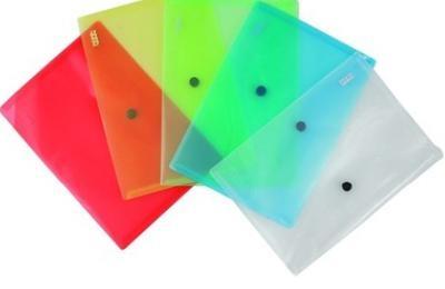 12 BUSTE PVC+BOTTONE A4+ 23x33 FLUO ASSORTITE