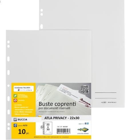 10 BUSTE FORATE ATLA PRIVACY BIANCHE 22X30