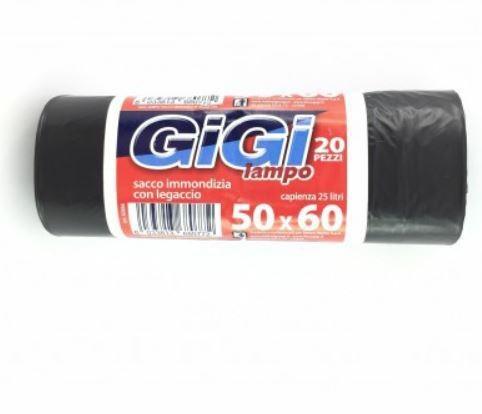 20 SACCHI RIFIUTI 50X60 25LT 12GR NERI