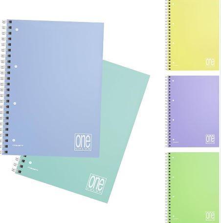 QUADERNO A5 SPIRALE 80FG 80GR PPL ONE COLOR PASTEL RIGHE 4 FORI